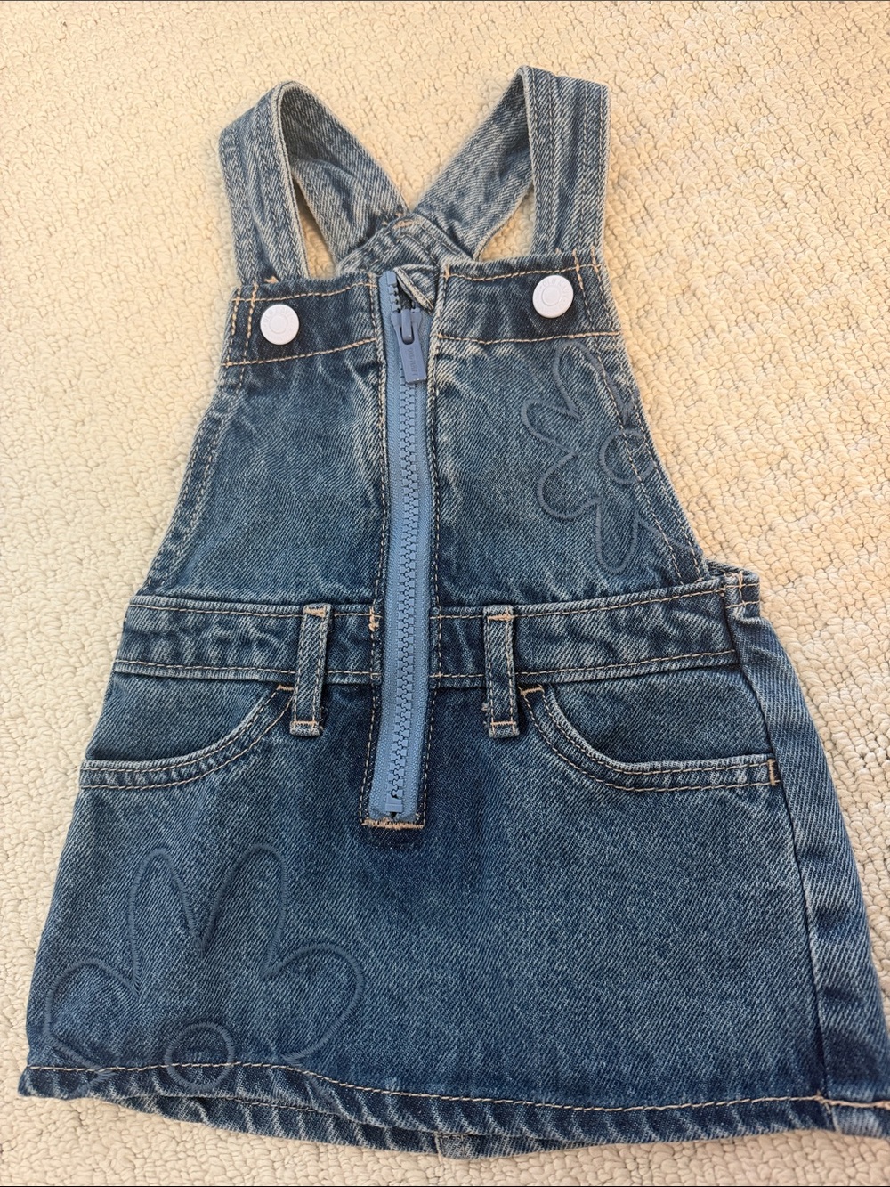 Old Navy Blue Denim Overall Dress with Front Zip